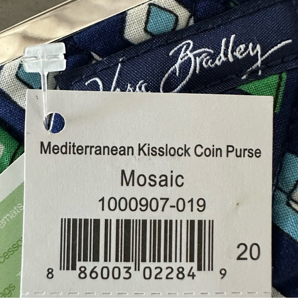 Vera Bradley Mosiac Kiss Lock Coin Purse NWT Blue - Picture 5 of 7